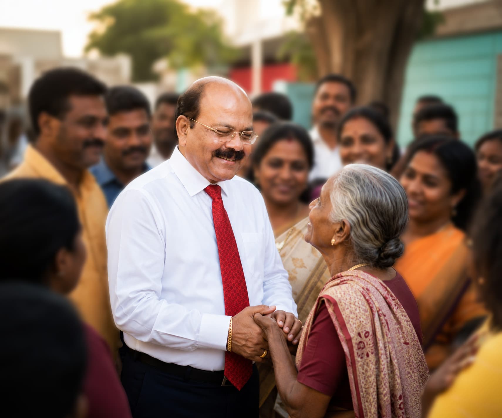 Volunteers assisting residents at a community health camp